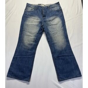 NWT Vintage Anchor Blue Jeans bootcut faded Baggy Men's‎ 38x30 Wide Leg Y2K